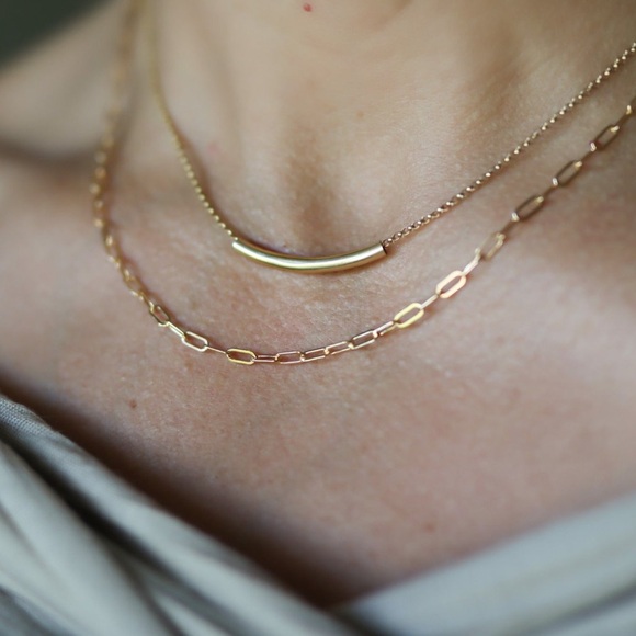 18K Gold Plated handcrafted Paperclip Chain Necklace*Long Necklace*Waterproof*ZX - Picture 5 of 5